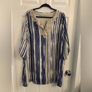 Indigo Rose women’s Blue and Cream Striped Midi Dress. Size 2X $15